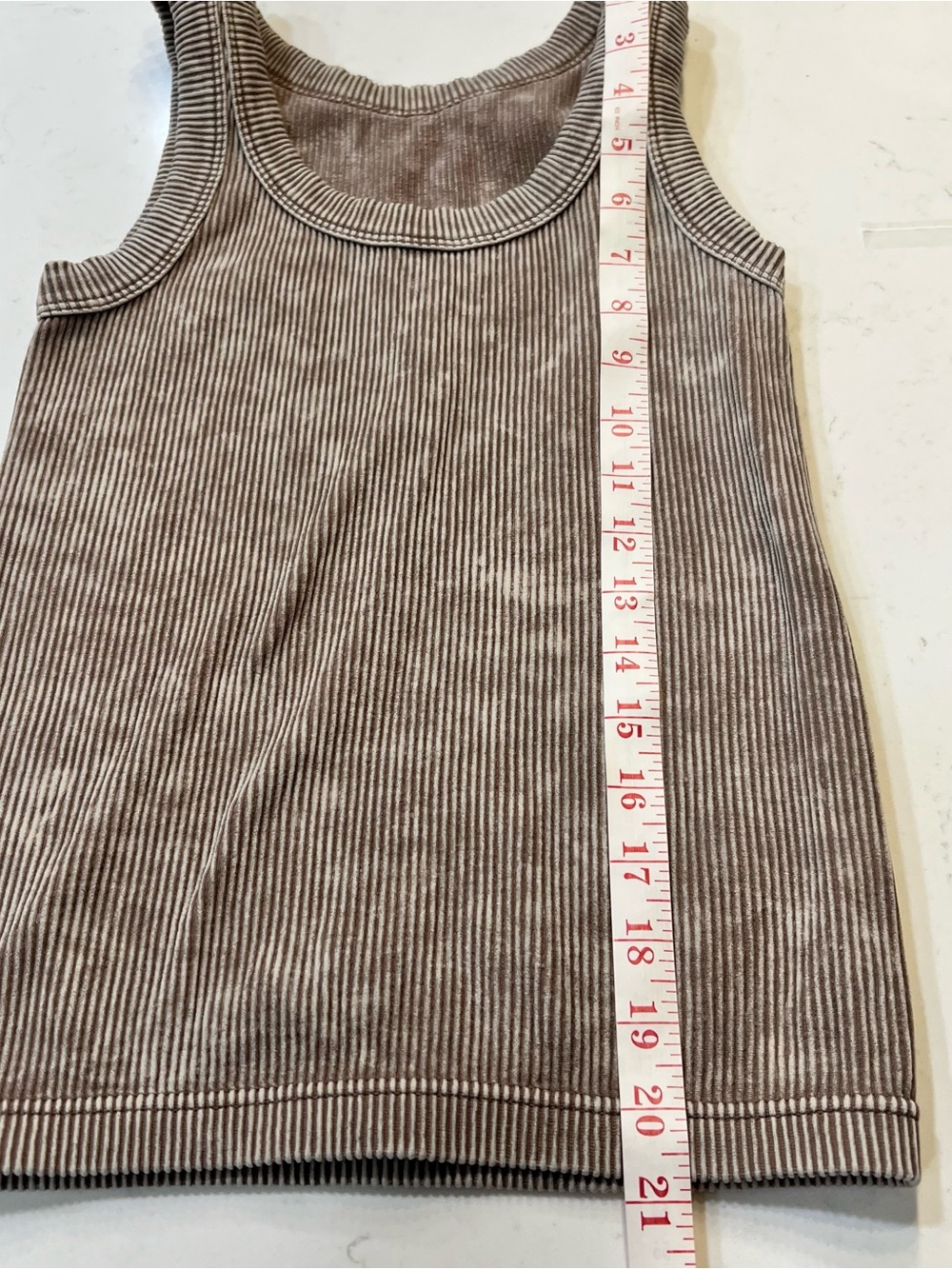 Ribbed brown Body Hugging Racerback Tank Top-263 - Picture 2 of 3